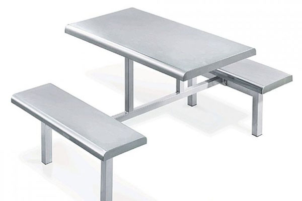 短凳雙人不銹鋼餐桌椅